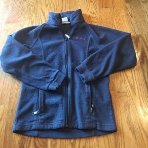 Girls Columbia grey fleece full zippered med 10/12 pink logo